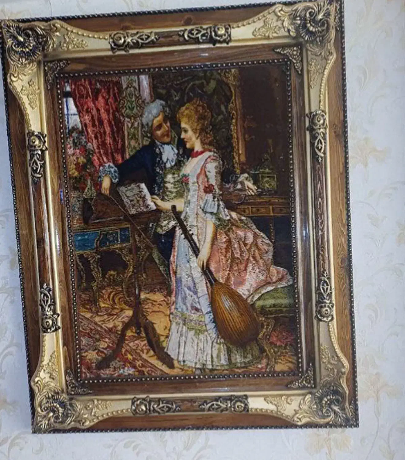 تابلو فرش تار زن جوان|تابلو فرش|سرعین, |دیوار