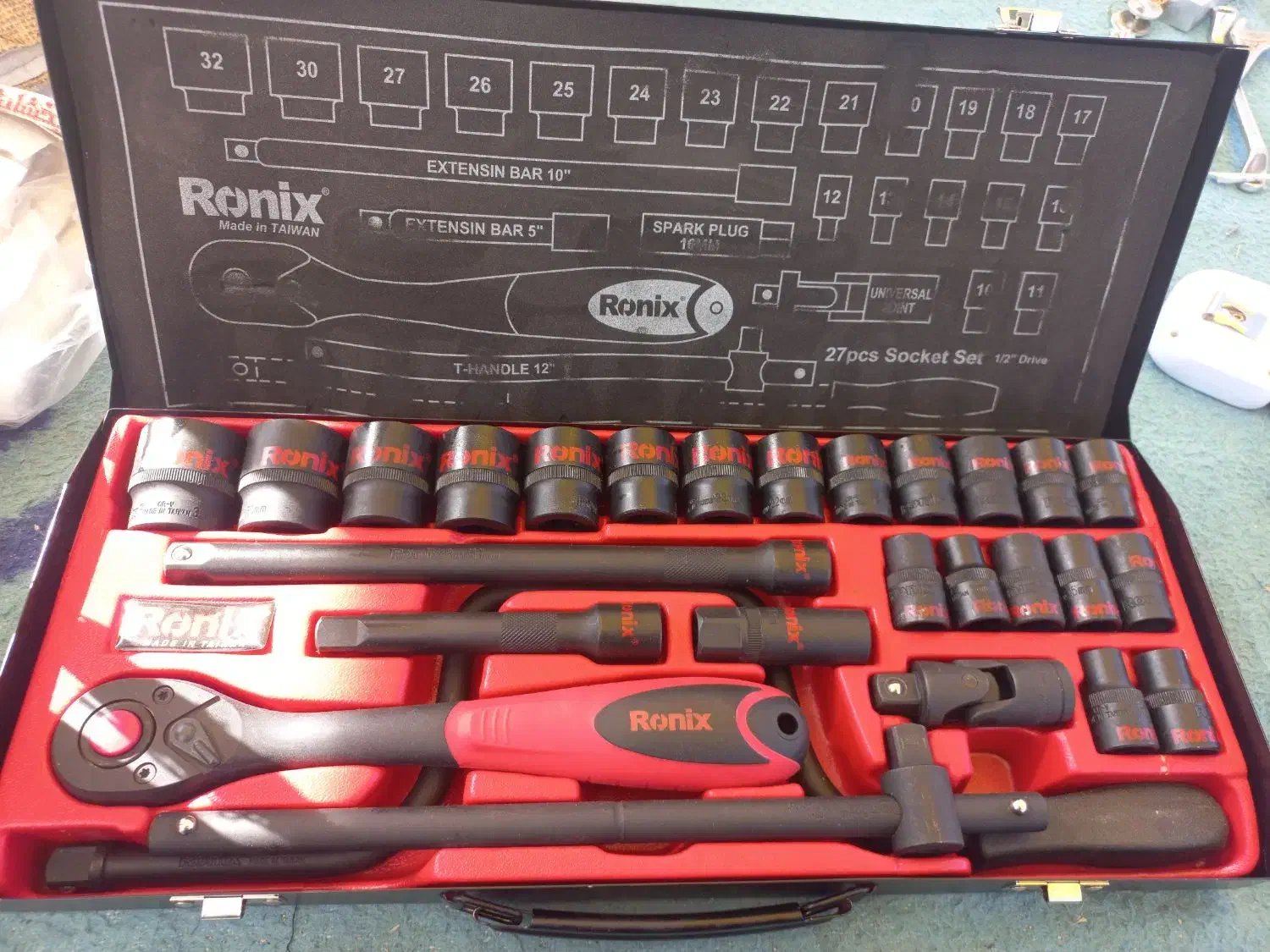 بکس۲۷پارچه.درایو۱/۲فشارقوی رونیکس ساخت تایوان،|ابزارآلات|مشهد, نیزه|دیوار