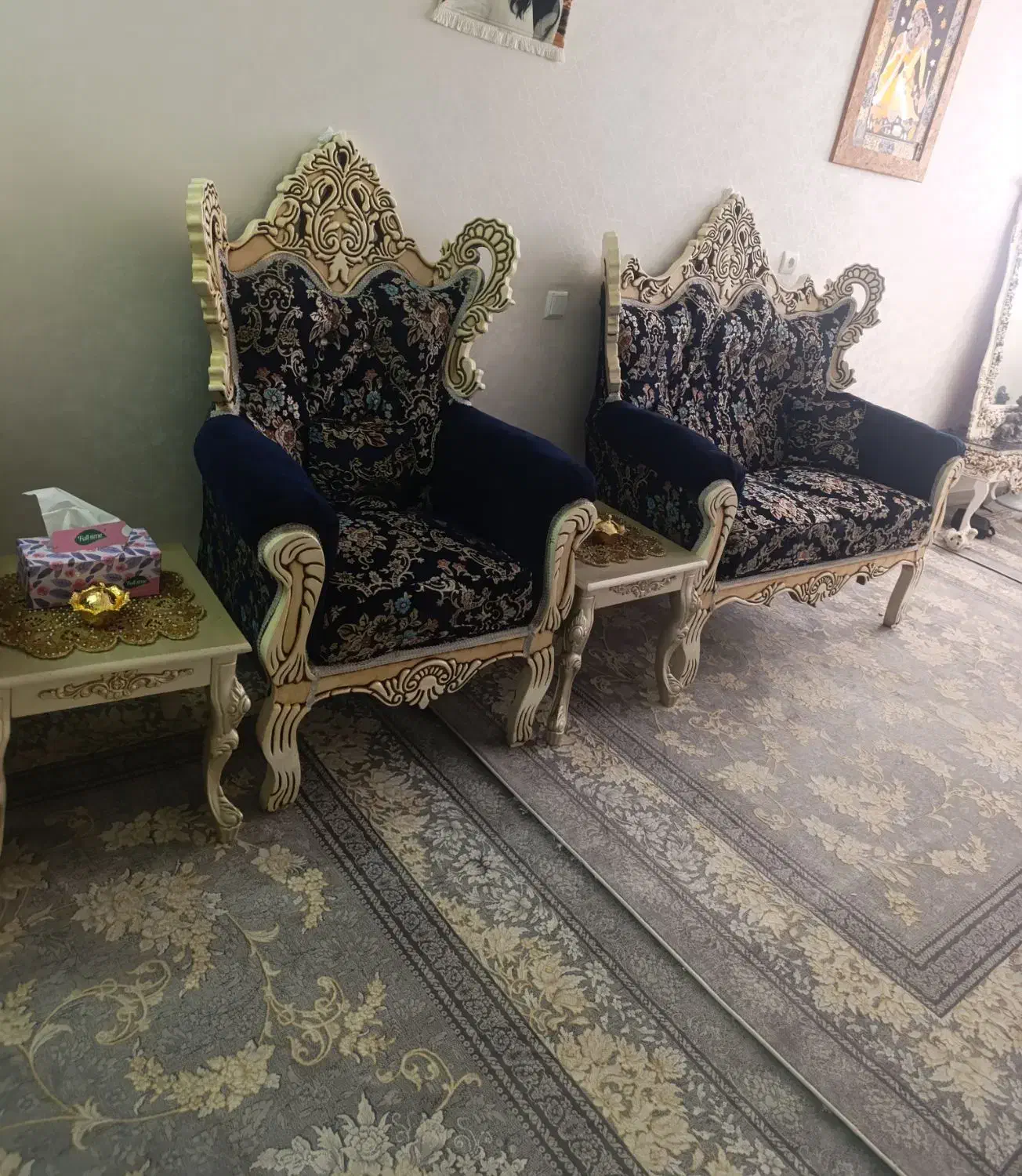 مبل سلطنتی چوب اصل.7نفره 8000000|مبلمان خانگی و میز عسلی|رباط‌کریم, رباط‌کریم|دیوار