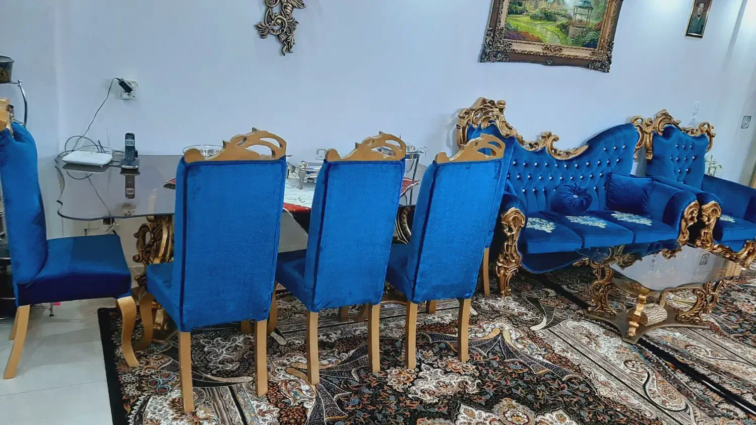 مبل سلطنتی به همراه میز نهار خوری|مبلمان خانگی و میز عسلی|بیرجند, |دیوار