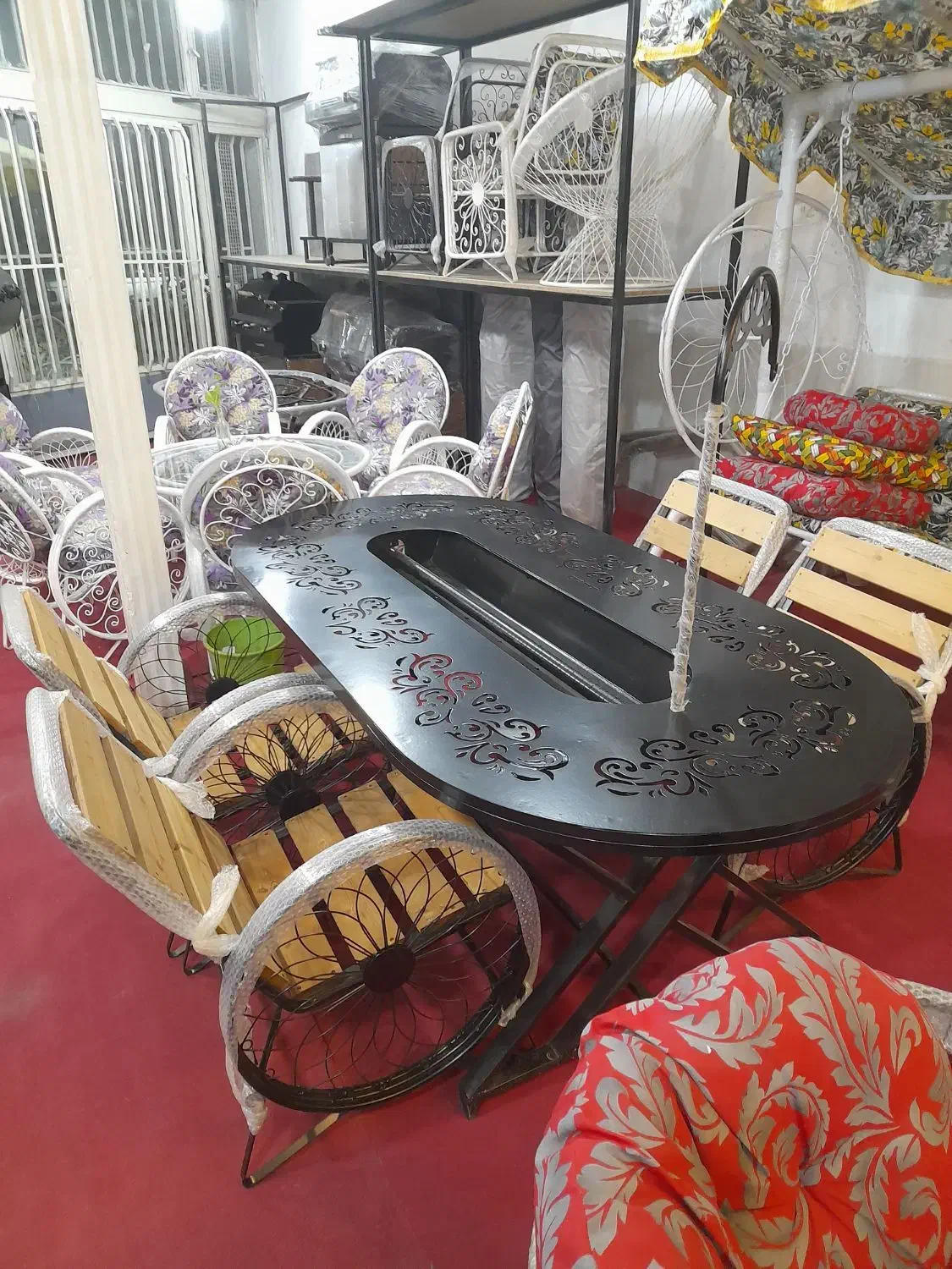 میز آتشدان بیضی ۱ × ۲  مبلمان باغی ویلایی صندلی|مبلمان خانگی و میز عسلی|خمینی‌شهر, |دیوار