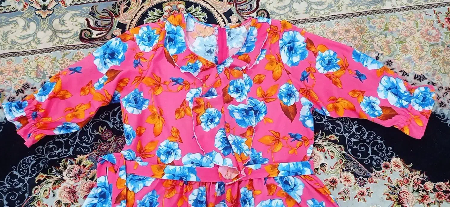 پیراهن کرپ گلدار|لباس|رشت, نظری|دیوار