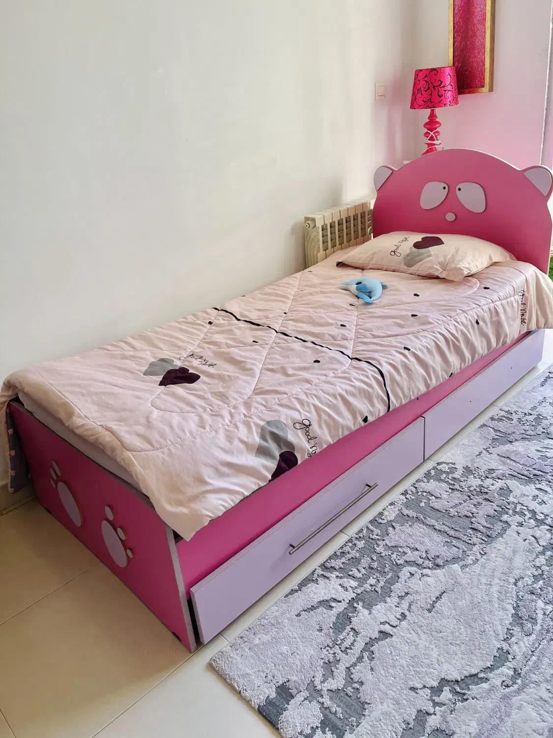 تخت نوجوان یکنفره طرح پاندا ام دی اف|تخت و سرویس خواب|رشت, گلسار|دیوار