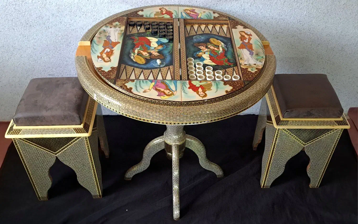 تخته نرد و صفحه شطرنج خاتم (گرد) میز و صندلی|کلکسیون و سرگرمی|تهران, تهرانسر غربی|دیوار