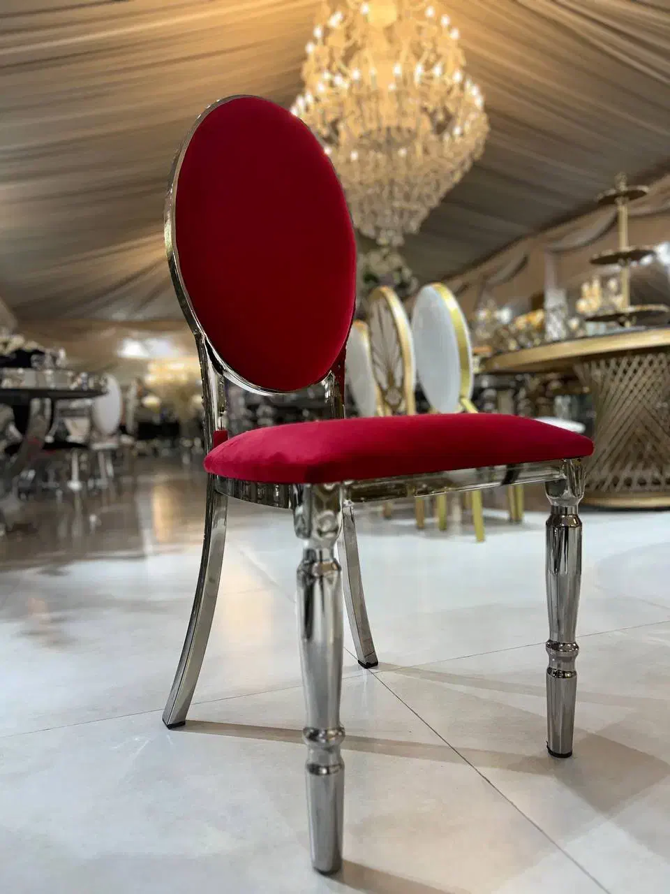 صندلی ابکاری رنگ طلایی سیلور قرمز/چرم وپارچه تالار|عمدهفروشی|باسمنج, |دیوار