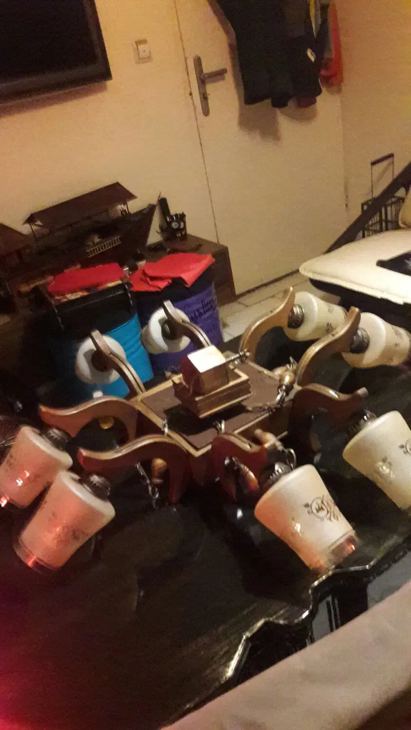 لوستر ۸ شاخه چوب راش|لوستر و چراغ آویز|کرج, ساماندهی|دیوار