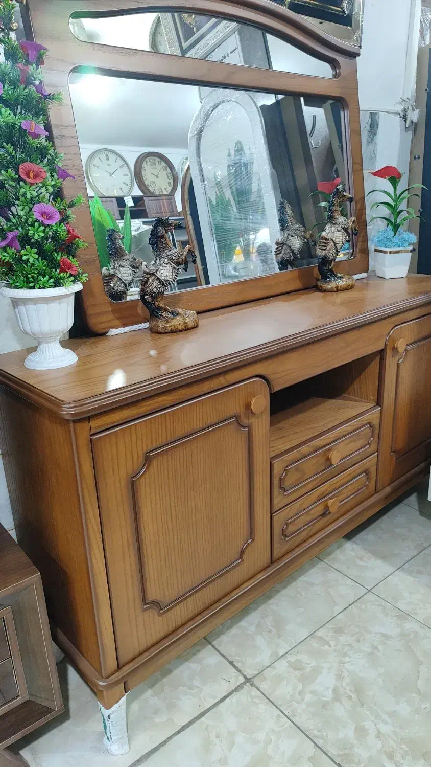 اینه کنسول کف مغازه چوب راش|بوفه، ویترین، کنسول|فردوسیه, |دیوار