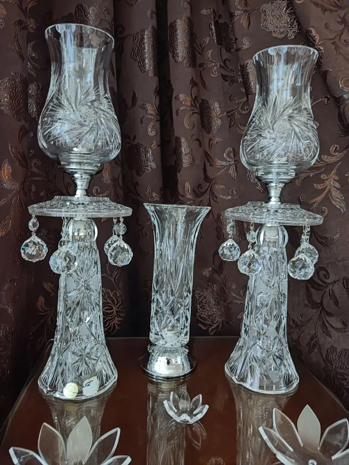 شمعدان کریستال اصل چک ارتفاع ۴۵ سانت|صنایع دستی و سایر لوازم تزئینی|تهران, سردارجنگل|دیوار