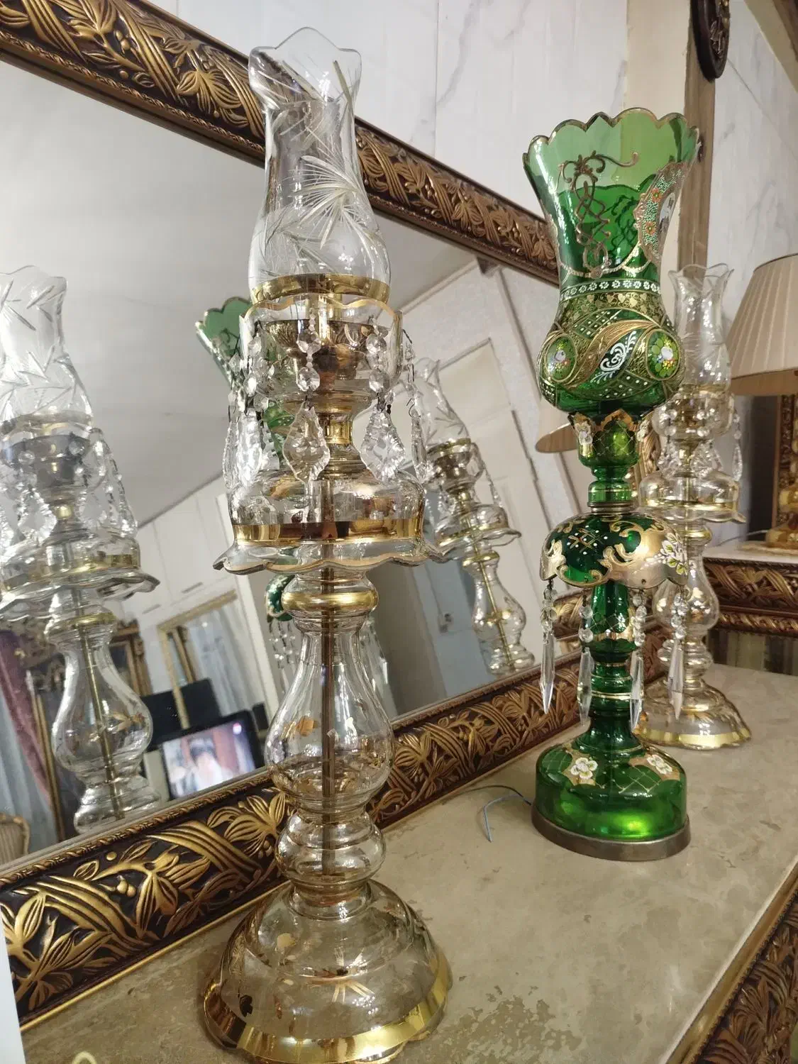 شمعدان طلاکوب|لوستر و چراغ آویز|تبریز, |دیوار