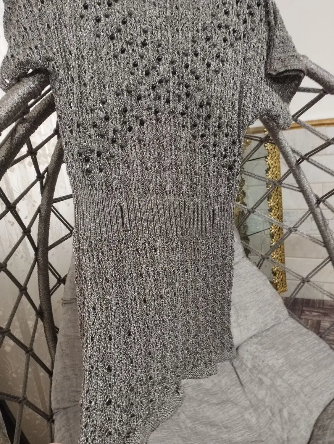 بافت زنان سایز بزرگ طوسی خوشنرگ  نو|لباس|قم, بنیاد|دیوار