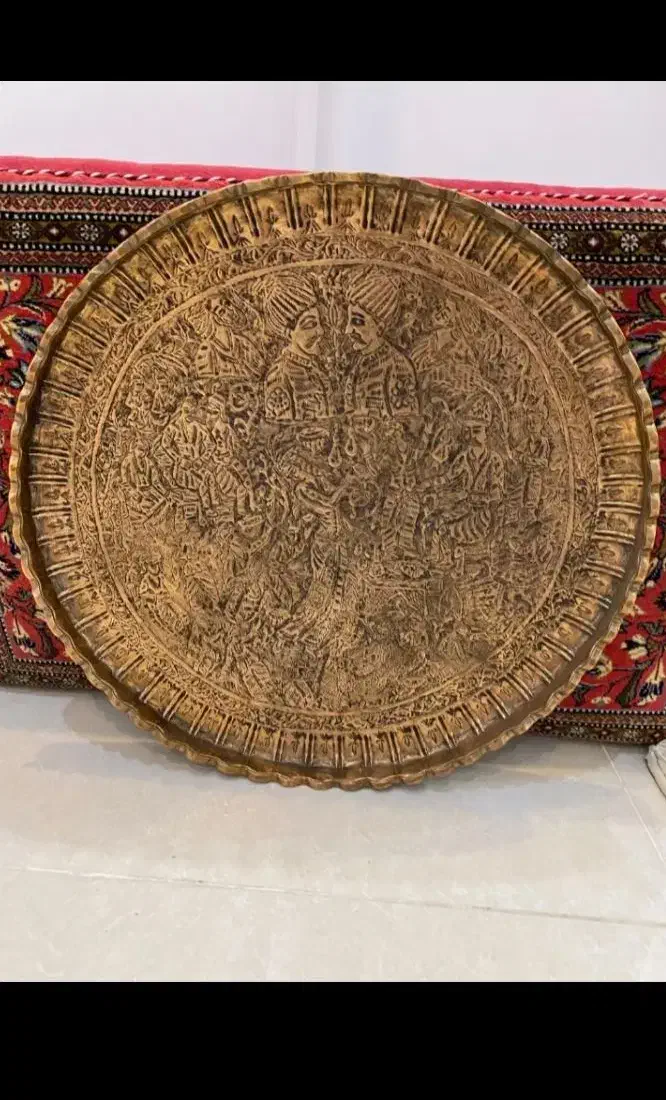 سینی برنجی عتیقه قدیمی|کلکسیون اشیاء عتیقه|یاسوج, |دیوار