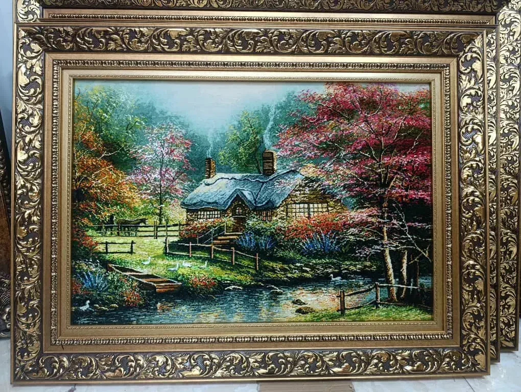 تابلو فرش چله ابریشم منظره/فروشگاه ماندگار اقساطی|تابلو فرش|تهران, بوستان جنگلی لویزان|دیوار