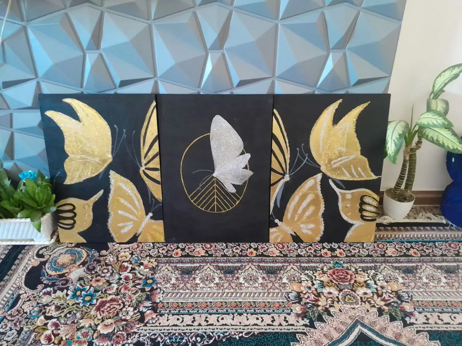 ۳عددتابلو کاره دست بارنگ اکرولیک|تابلو، نقاشی، عکس|جعفرآباد, |دیوار