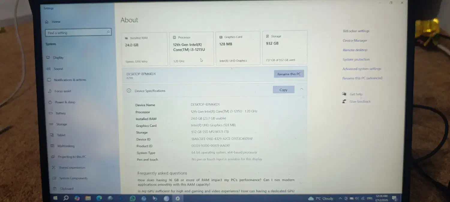 لپ تاپ BPM6KD1|رایانه همراه|ایلام, |دیوار