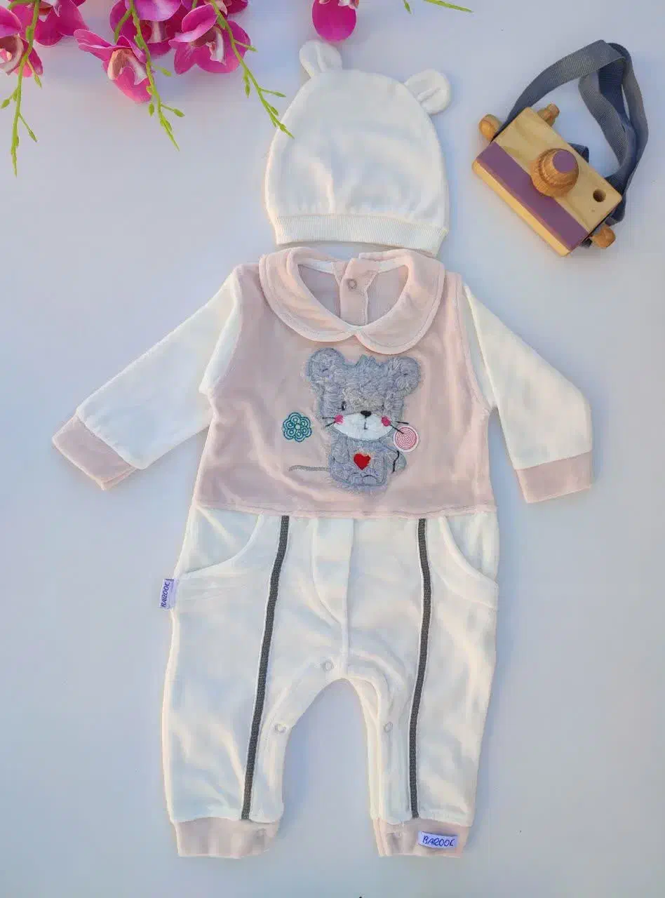 سرهمی و کلاه مخمل طرح خرس|کفش و لباس بچه|بروجرد, |دیوار