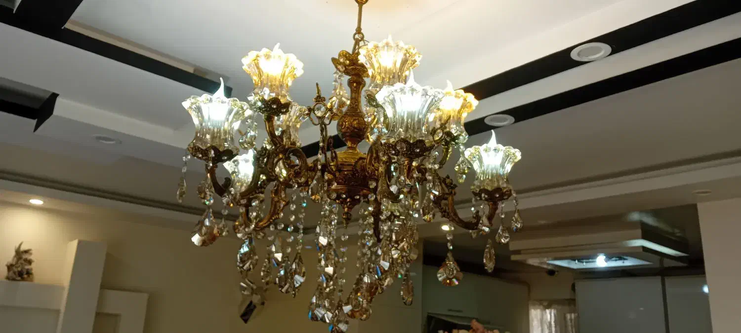 یک جفت لوستر ۵ شاخه ۱۰ شعله برنزی|لوستر و چراغ آویز|پردیس, فاز ۸|دیوار