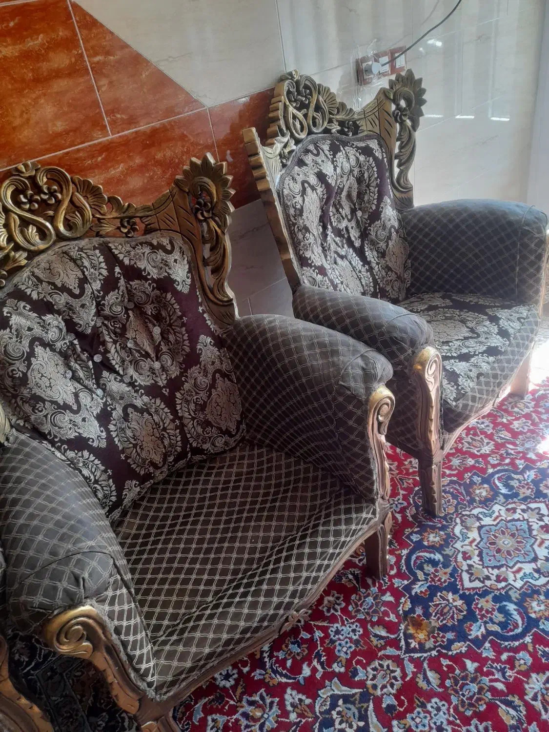 مبل سلطنتی ۷ نفره|مبلمان خانگی و میز عسلی|قروه, |دیوار