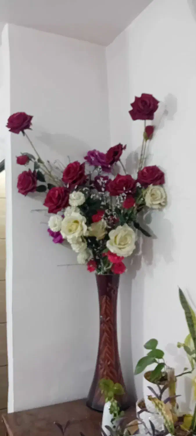 گل رز مصنوعی با گلدان|گل مصنوعی|مشهد, گاز|دیوار