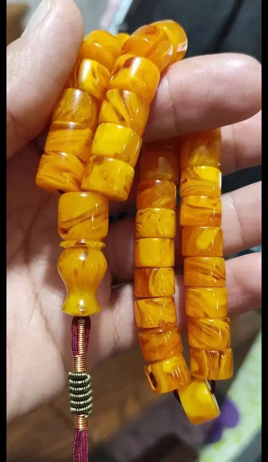 تسبیح کهربا پرتقالی|جواهرات|خوی, |دیوار