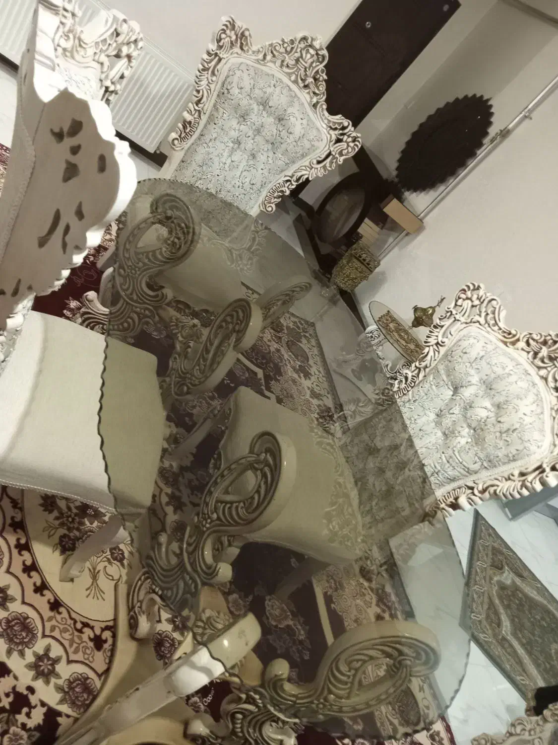 غذاخوری چهارنفره جنس چوب پارچه ترک اصل بامیز|میز و صندلی غذاخوری|ماکو, |دیوار