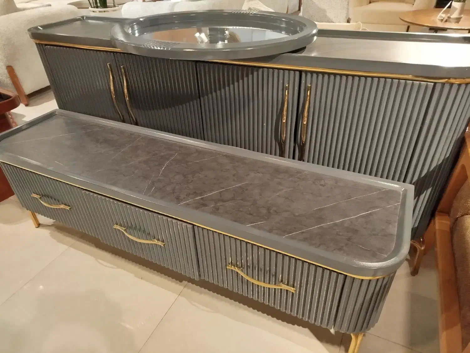 ست میز تلویزیون و کنسول چوبی مدرن با آینه|بوفه، ویترین، کنسول|بجنورد, |دیوار