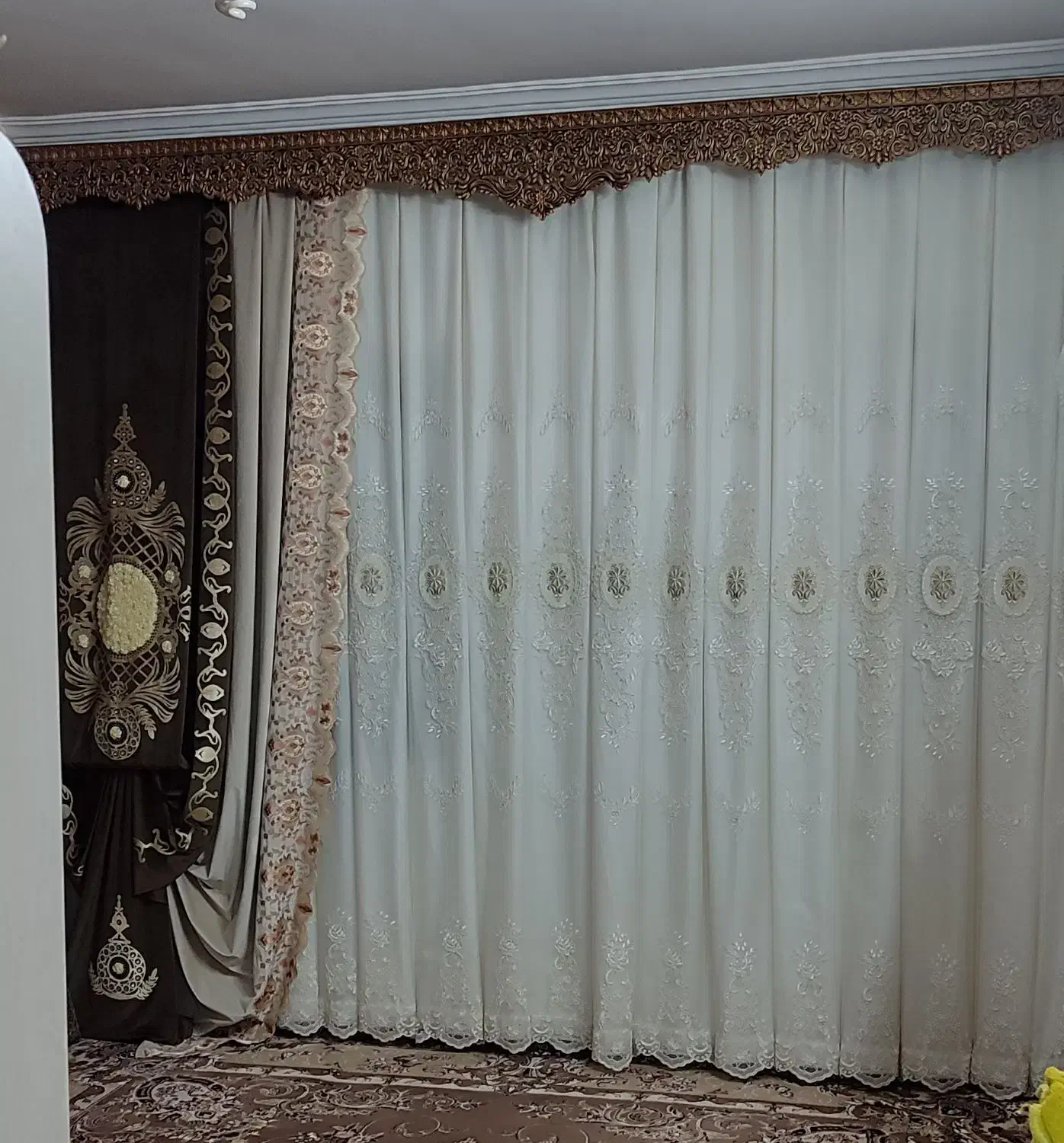 فروش دو عدد پرده پذیرایی|پرده، رانر، رومیزی|زابل, |دیوار