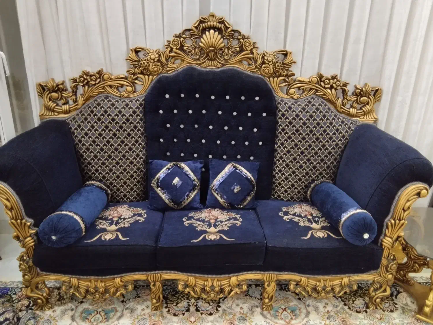 مبلمان سلطنتی ۷ نفره چوب راش گرجستان|مبلمان خانگی و میز عسلی|تربت جام, والفجر|دیوار