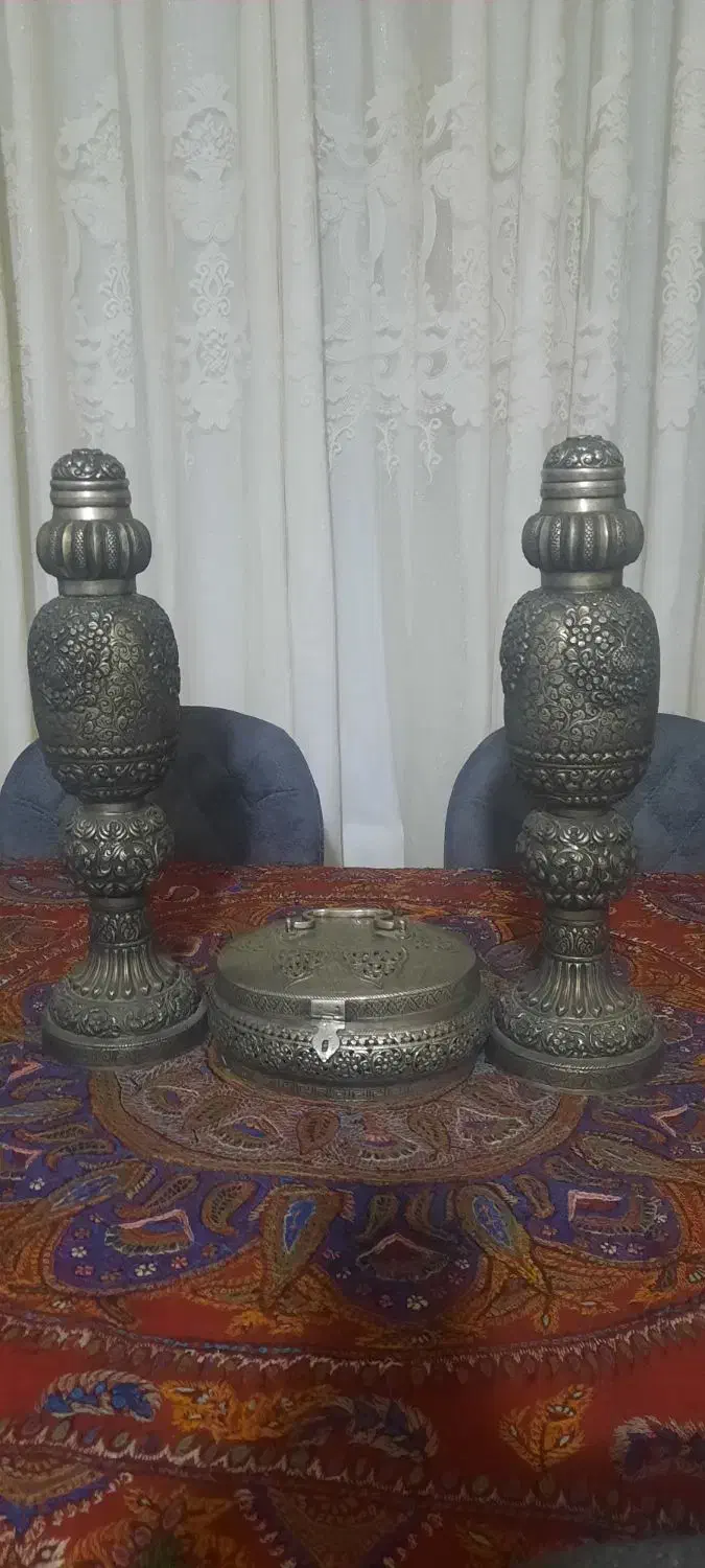 ست سه تکه ی انتیک و کمیاب قلم تبریز|کلکسیون اشیاء عتیقه|تهران, حکمت|دیوار