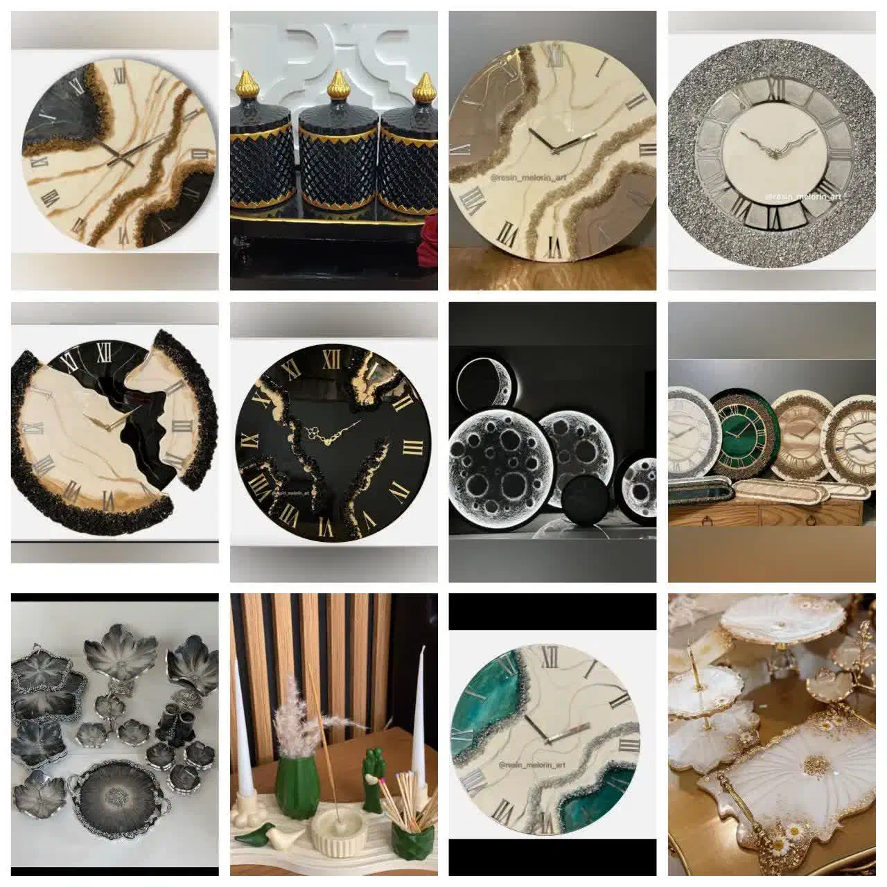 ساعت رزینی  و ظروف و تابلوه ماه فروش تکی و عمده|ساعت دیواری و تزئینی|تهران, خزانه|دیوار