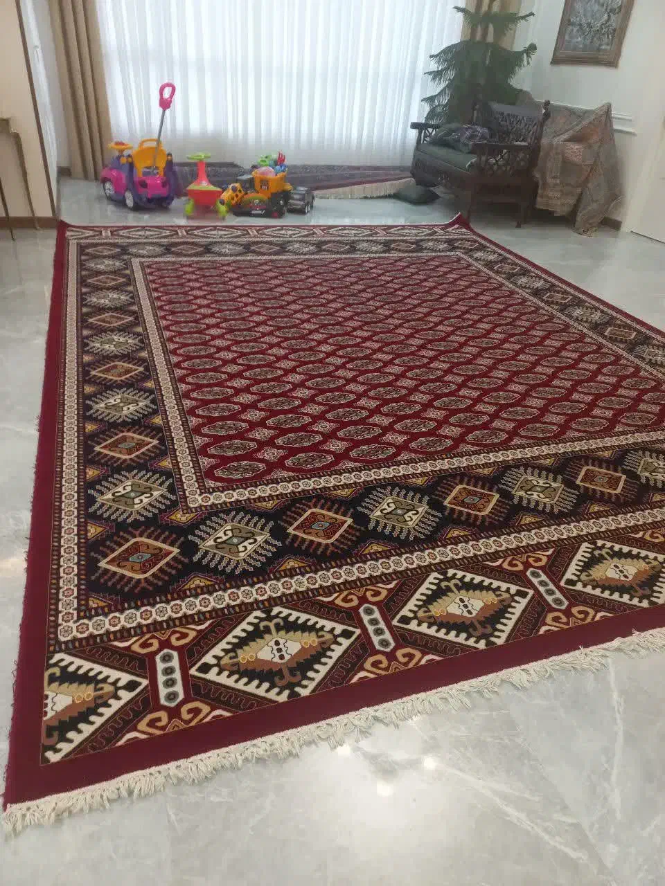 فرش سنتی طرح ترکمن ماشینی|فرش|مشهد, عامل|دیوار