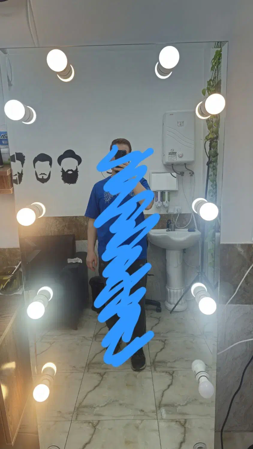 آینه قدی لامپ دار|آینه|ساری, |دیوار