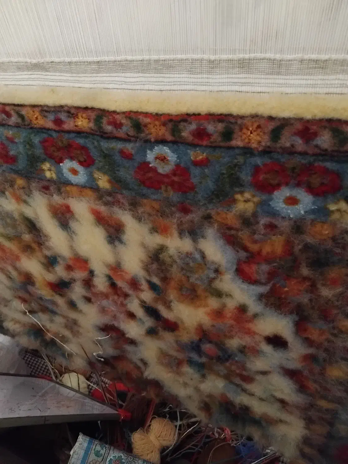 قالیچه نیمه کاره استاد بافت|فرش|ابهر, |دیوار