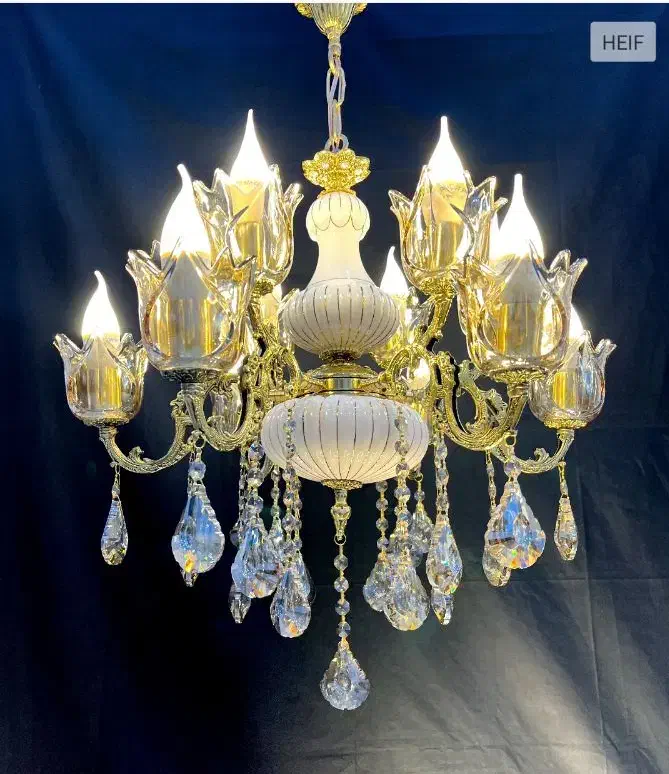 لوستر الماس.برنجی7+3روشنایی سرامیکی.Ap light 1|لوستر و چراغ آویز|تهران, نعمت‌آباد|دیوار