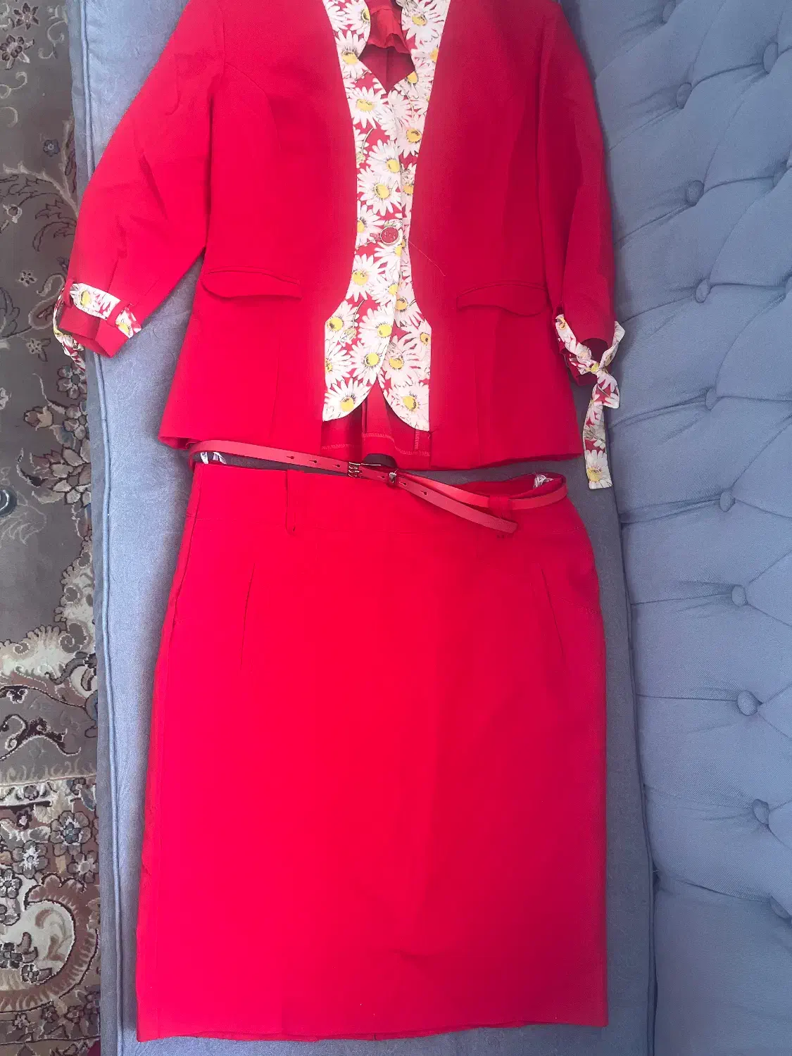 کت و دامن مجلسی قرمز رنگ|لباس|سراب, |دیوار