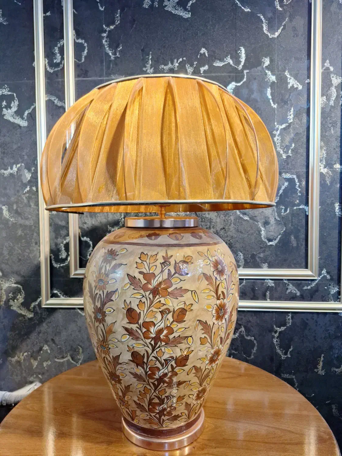 آباژور سفالی نقاشی زیر لعابی|چراغ خواب و آباژور|اصفهان, درب کوشک|دیوار