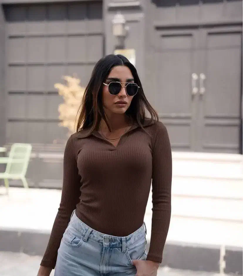 کراپ وارداتی یقه شکاری  آستین بلند|لباس|رشت, شالکو|دیوار