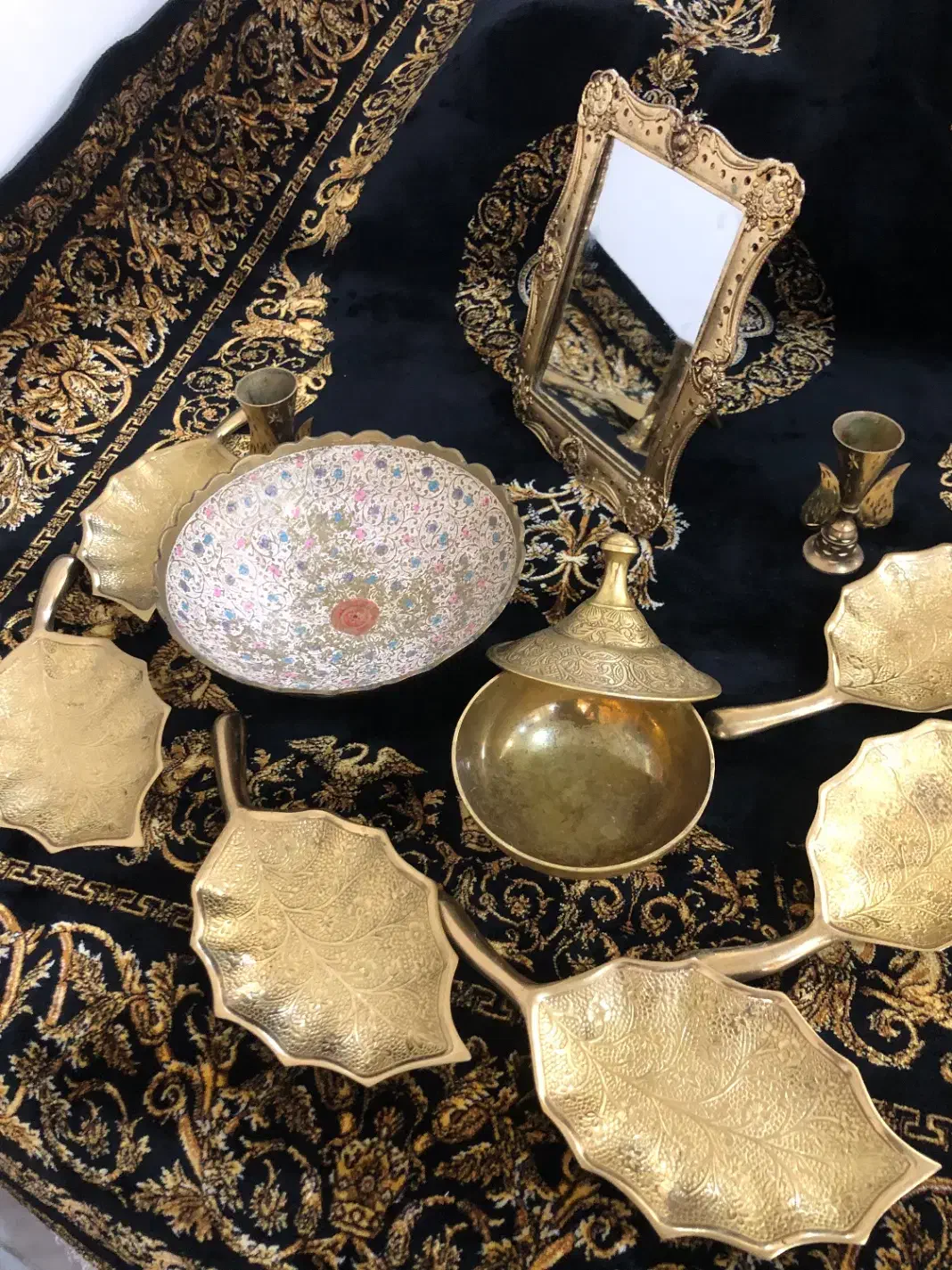 ست ظروف‌برنجی/برنج طلایی/اینهشمعدان وقندان/هفتسین|صنایع دستی و سایر لوازم تزئینی|تهران, سعادت‌آباد|دیوار
