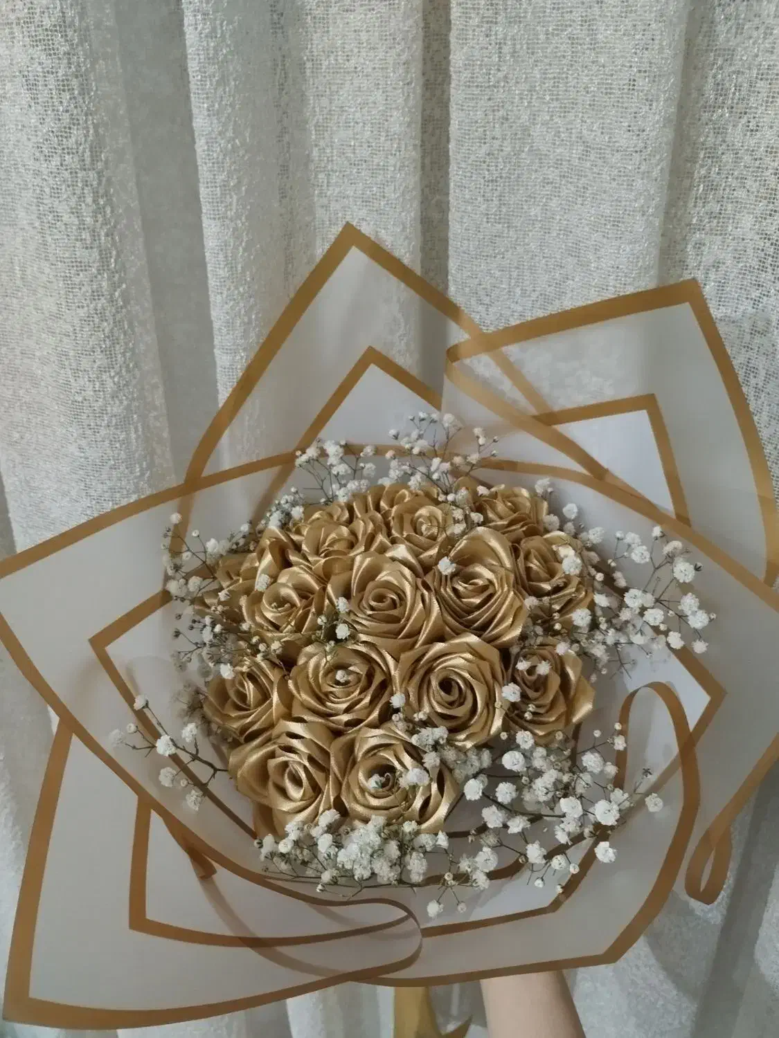 دسته گل روبان طلایی|گل مصنوعی|پاکدشت, خاتون آباد|دیوار