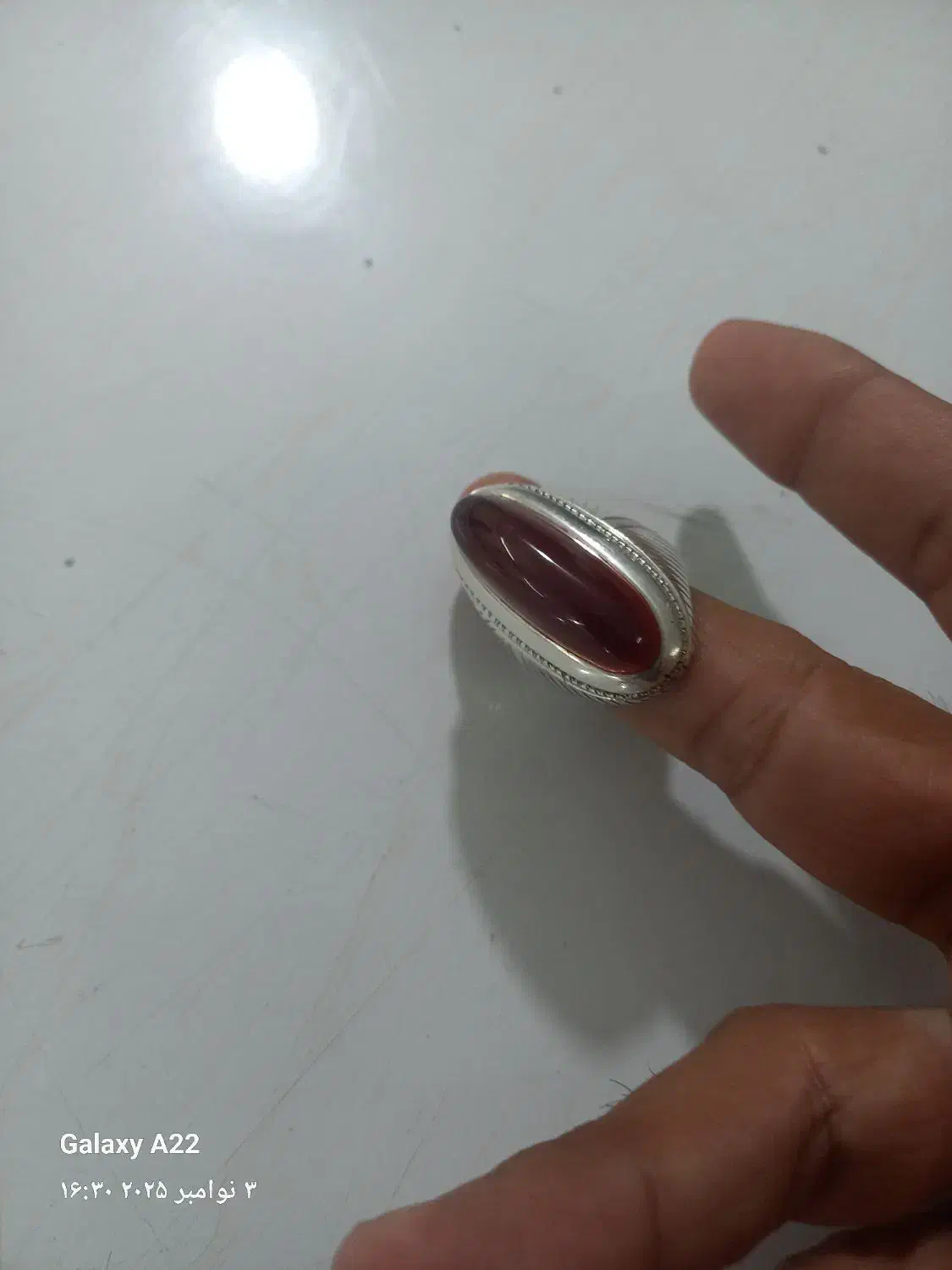 انگشتر نقره ساچمه نگین عقیق دستسازتهران سید|جواهرات|ری, اقدسیه|دیوار