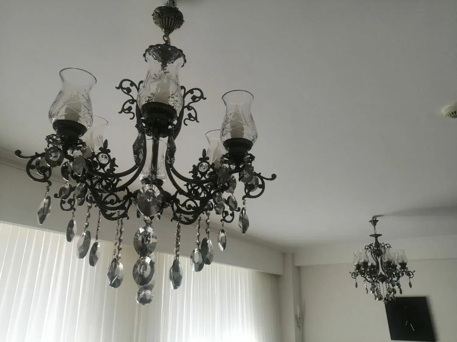 لوستر برنز زیتونی ،استیل سلیور و گلد|لوستر و چراغ آویز|تبریز, |دیوار