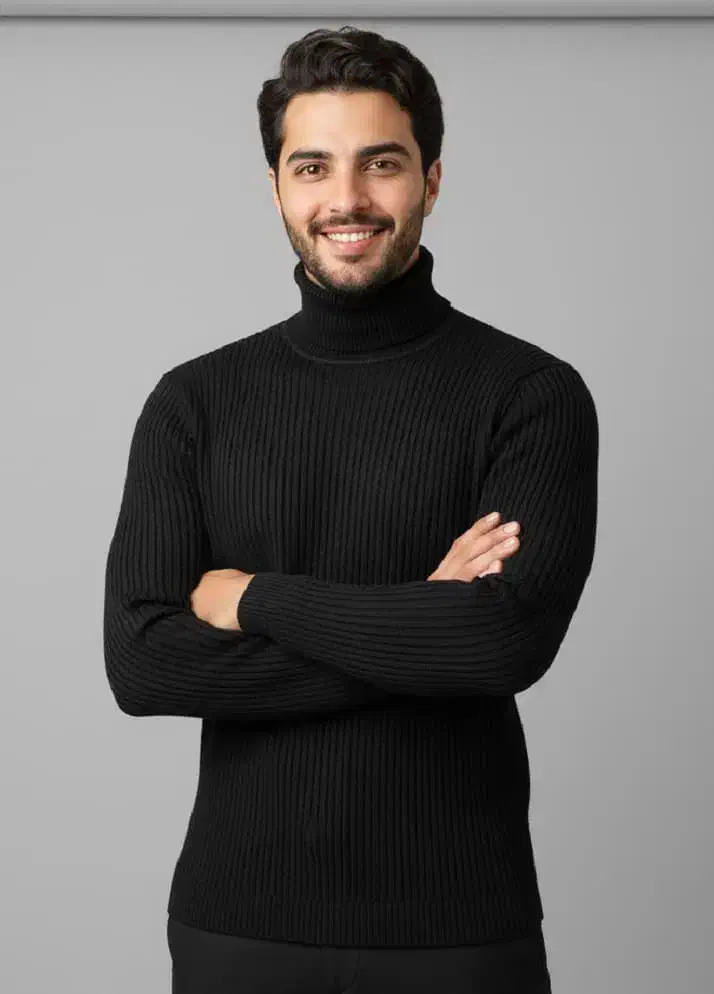 پلیور بافت یقه اسکی مدل Ersan رنگ مشکی|لباس|اردبیل, |دیوار