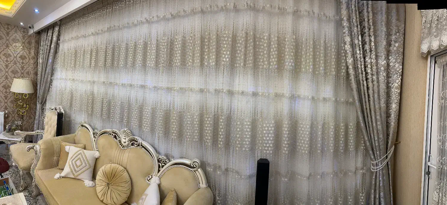 پرده پذیرایی مدل دانتل|پرده، رانر، رومیزی|دلیجان, |دیوار