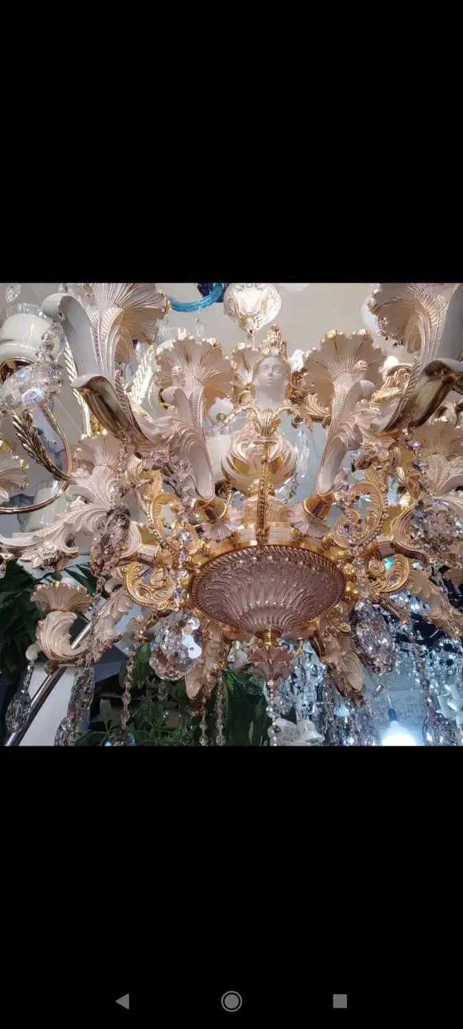 لوستر شاخه آرامیس سفید طلا بیست شعله|لوستر و چراغ آویز|تبریز, |دیوار