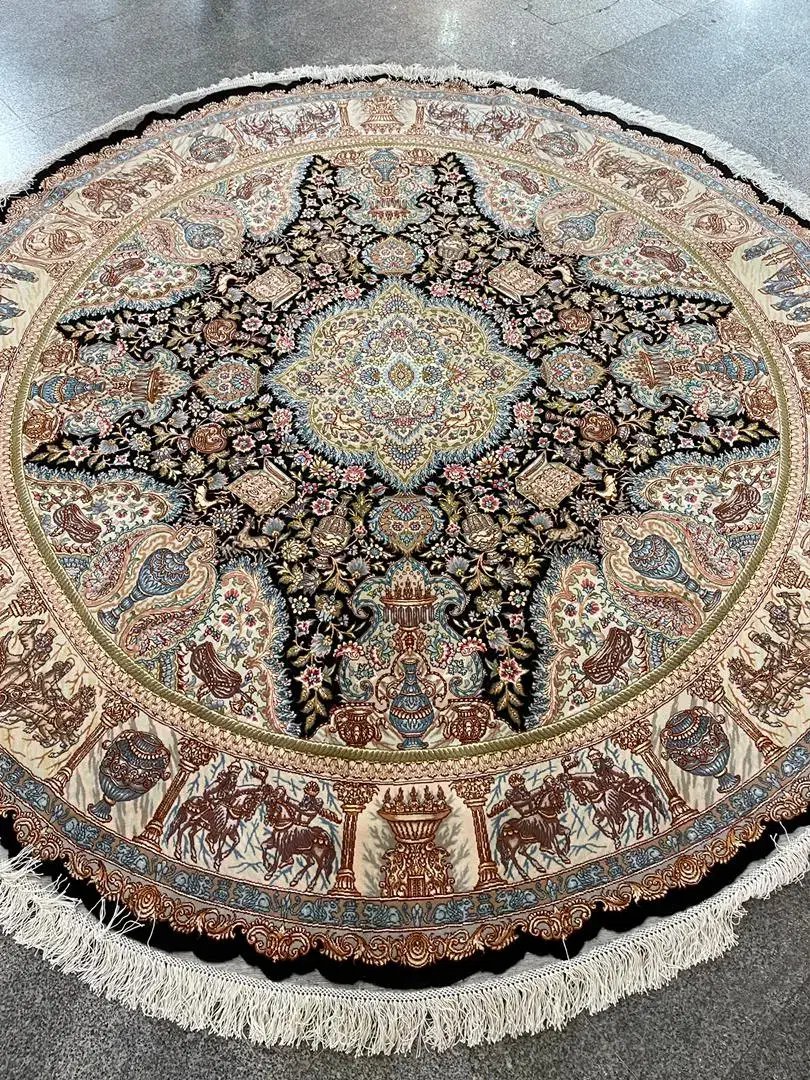 2/۵ در ۲/۵. رسول نامی گل ابریشم ۵۳رج مشکی|فرش|تبریز, |دیوار