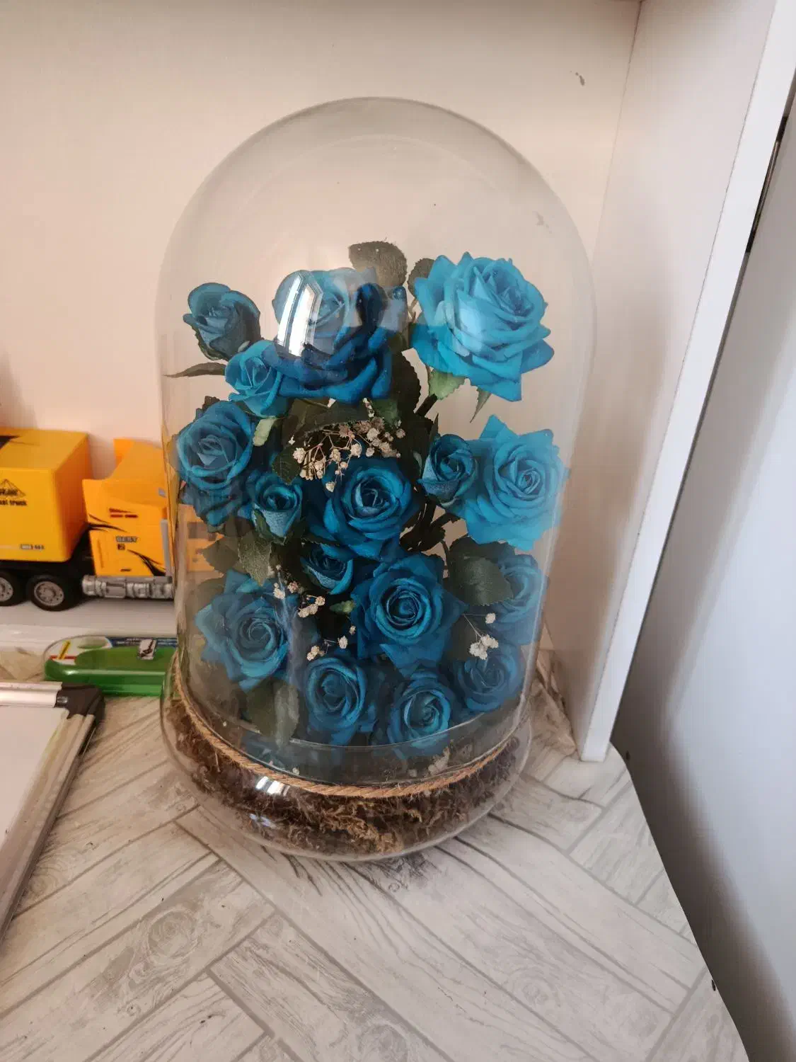 گل رز آبی مصنوعی داخل شیشه|گل مصنوعی|همدان, |دیوار