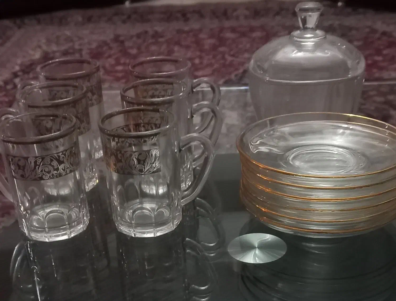 یک دست فنجان ونعلبکی ایتالیایی با قندان  طرحدار نو|ظروف سرو و پذیرایی|گرگان, |دیوار