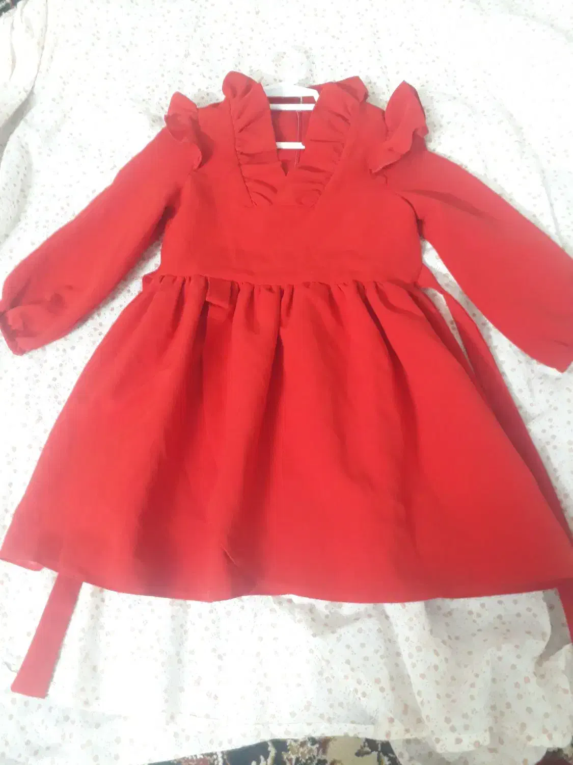 سارفون دخترانه قرمزرنگ|کفش و لباس بچه|گنبد کاووس, |دیوار