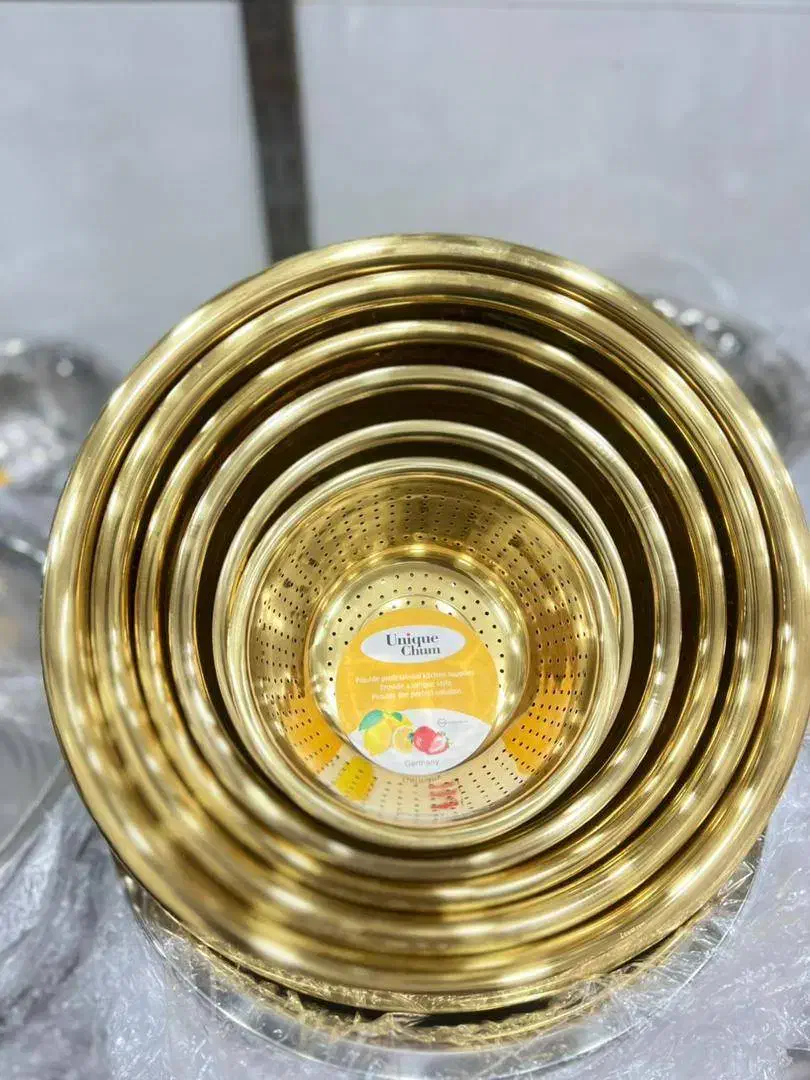 آبکش و لگن طلایی رنگ ثابت6پارچ یونیک(بندردیلم)|ظروف پختوپز|بندر ماهشهر, |دیوار