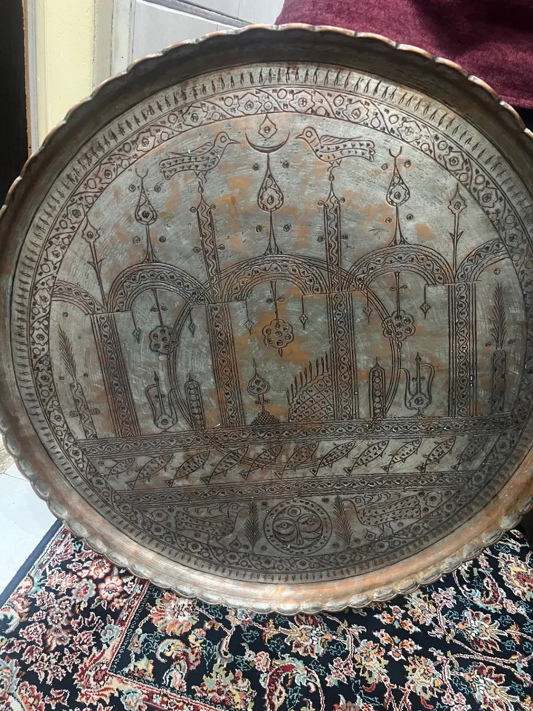 سینی مجمع مسی قدیمی|کلکسیون اشیاء عتیقه|پیشوا, |دیوار