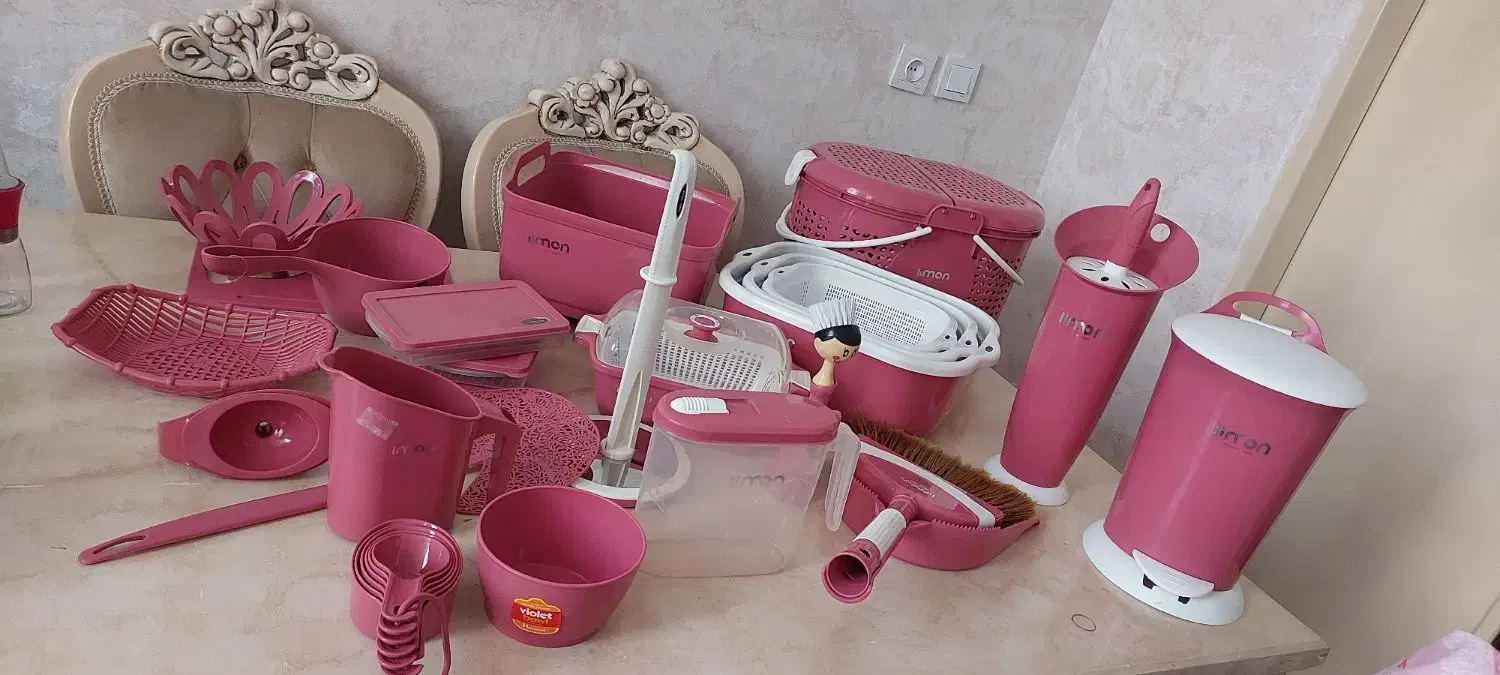 سرویس آشپزخونه رنگ کالباسی لیمون|ظروف نگهدارنده، پلاستیکی، یک‌بارمصرف|رباط‌کریم, رباط‌کریم|دیوار